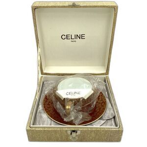 CELINE Cherry Blossoms Coffee Tea Cup and Saucer Set Red In Gift Box NEW